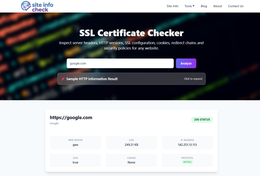 ssl checker site info